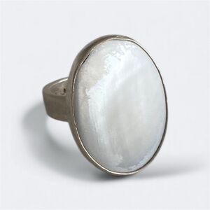 Moonstone Opalite Gemstone Sterling Silver Ring Whimsical Magical Galaxy Size 7